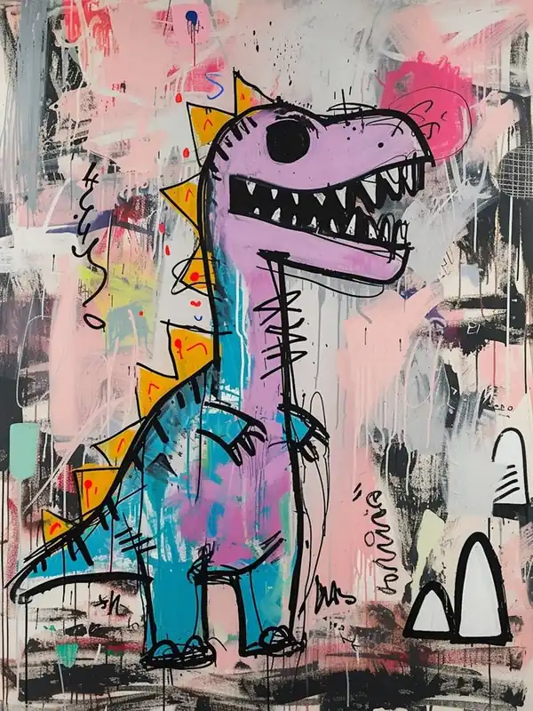 Today Only Abstract Dinosaur Graffiti Style Painting 1
