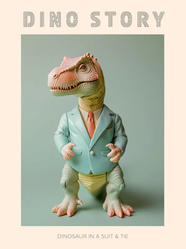 Secure Checkout Pastel Toy Dinosaur In A Suit & Tie 2 Poster
