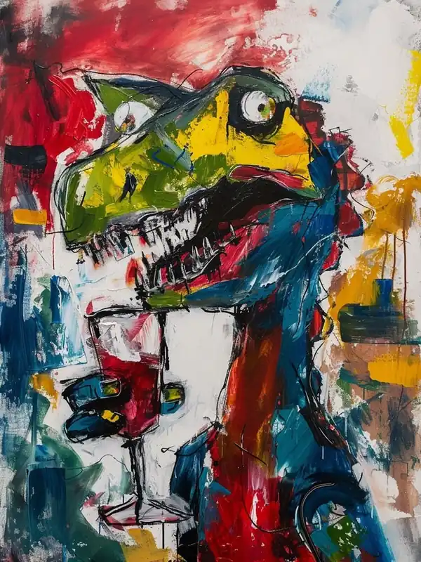 Today Only Graffiti Style Dinosaur Drinking Wine 2