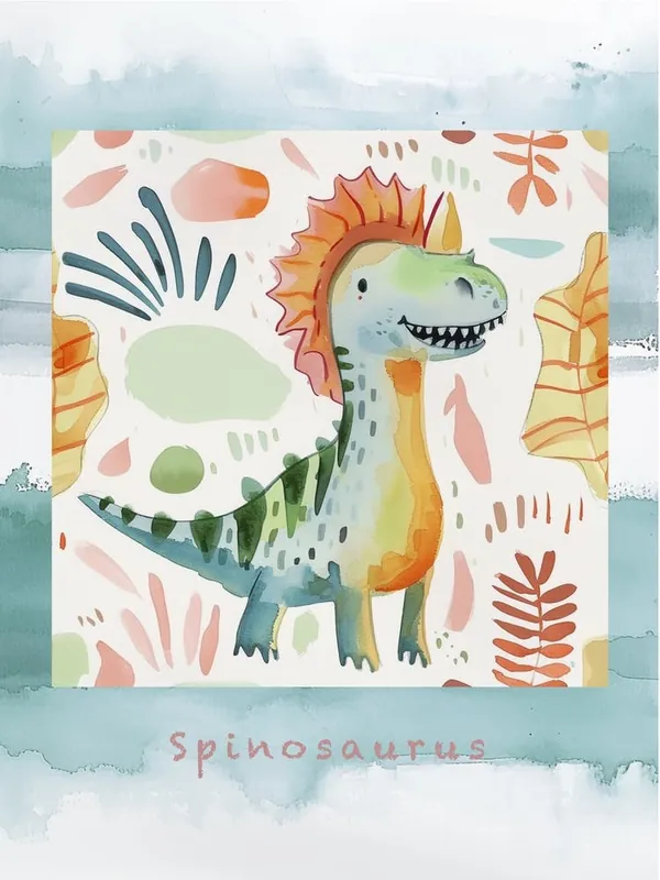 Cute Spinosaurus Dinosaur Watercolour Style 2 Poster Low Price