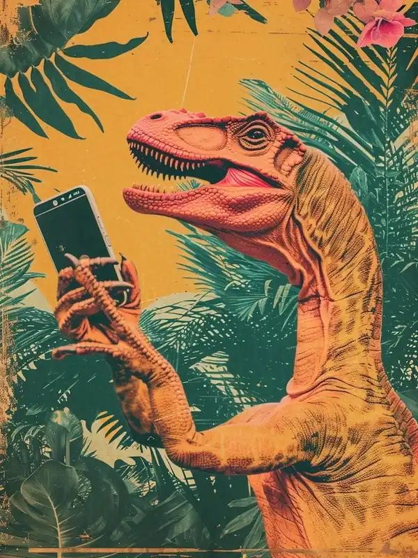 Budget Dinosaur & A Smart Phone Retro Collage 2
