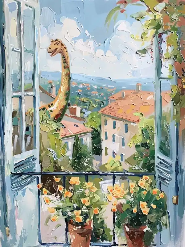 Clearance Dinosaur & The Balcony Painting 1
