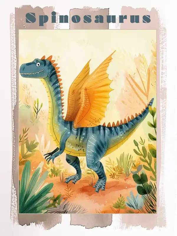 Cute Spinosaurus With Wings Watercolour Poster Editor’s Pick