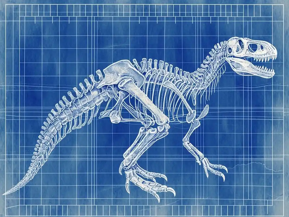 Heterodontosaurus Skeleton Hand Drawn Blueprint 2 Save Now