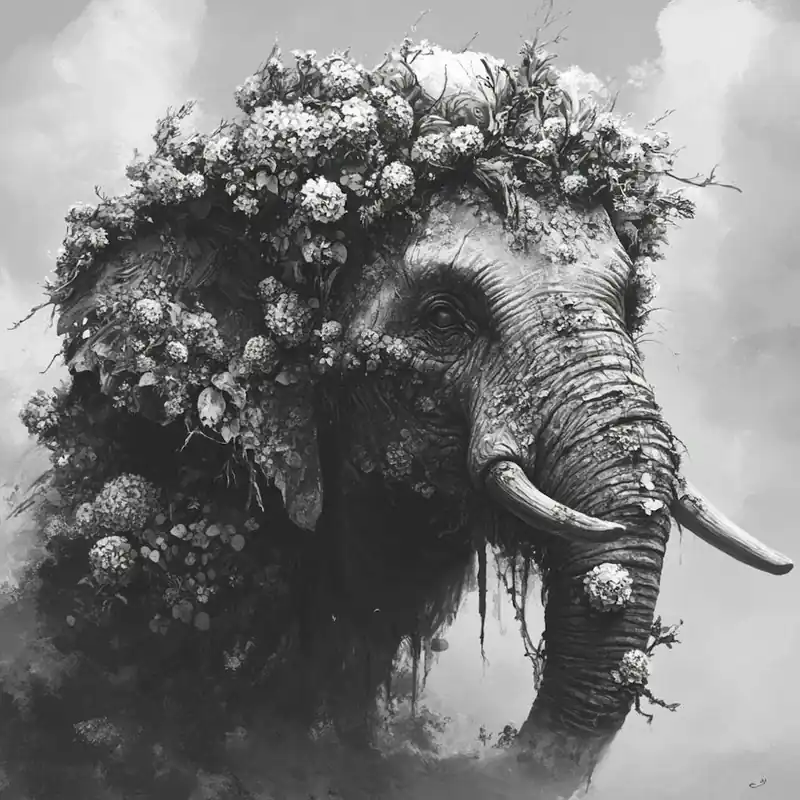 Popular Elephant With Flowers On Its Head