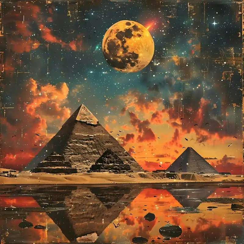 Next Day Delivery Egyptian Sunrise, retro collage