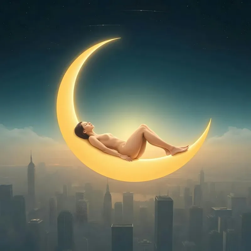 Surreal: Woman Reclining on the Crescent Moon New Release