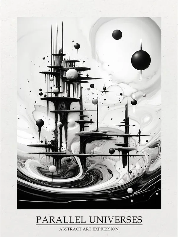 Original Parallel Universes Abstract Black And White 1 Poster