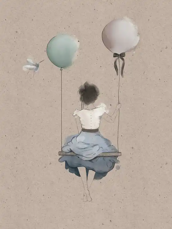 Hassle-Free Returns Girl On A Baloon Swing