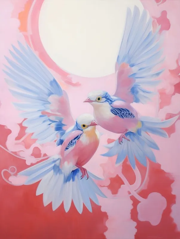 Reduced Price Pink Ethereal Bird Painting Bluebird 1