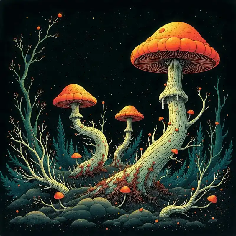 Markdown Mushrooms In The Night 1