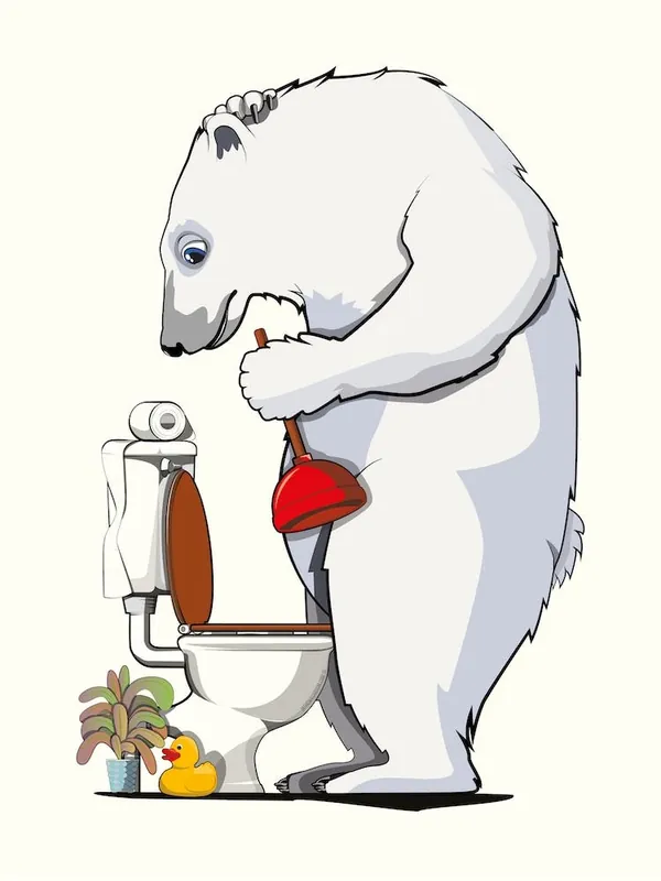 Polar Bear Unblocking Toilet Save Now