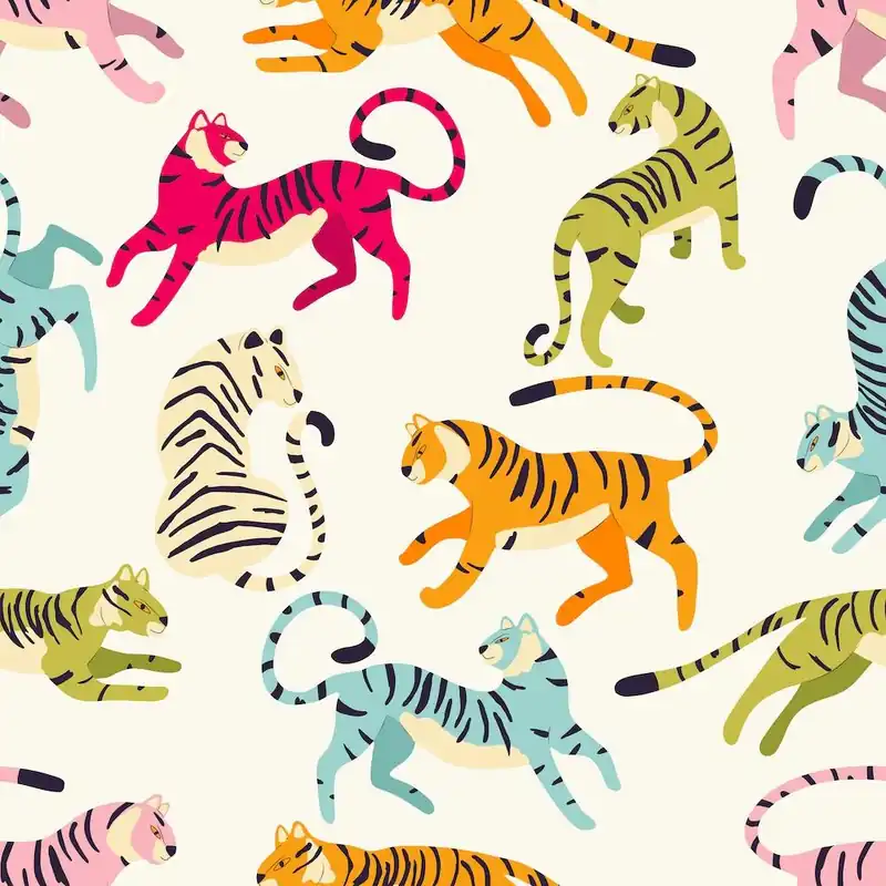 Price Drop Colorful Tiger Pattern On White Square