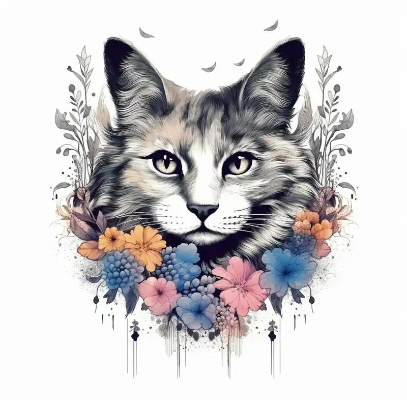 Cat With Flowers 1 Cheap