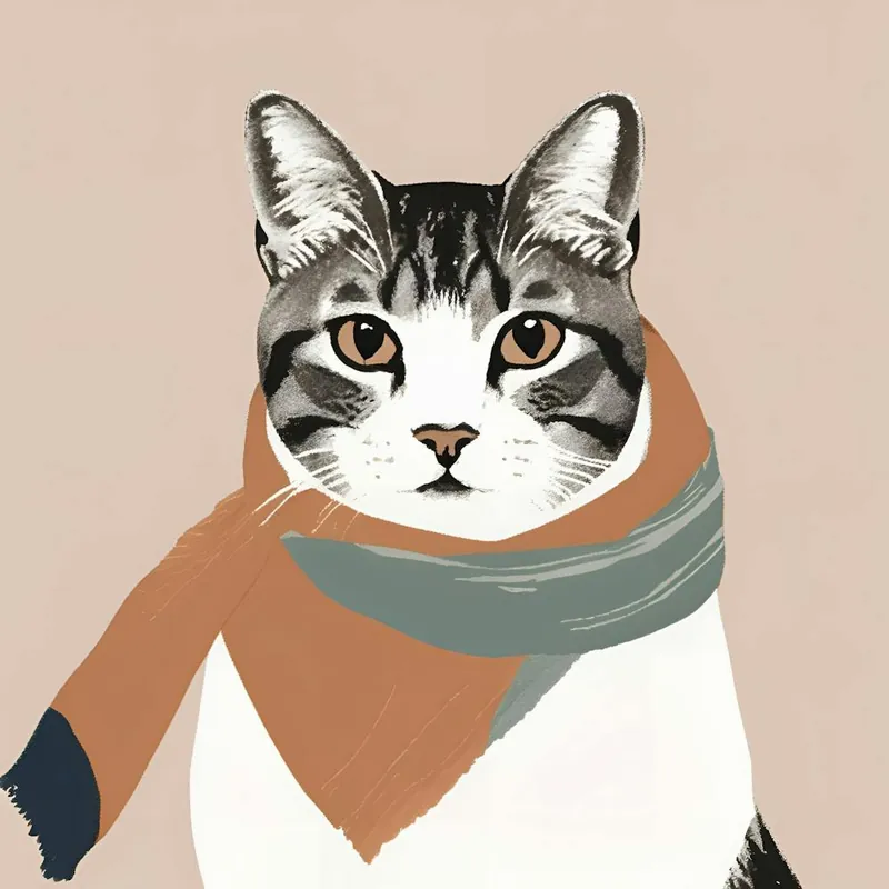 Warranty Included Cat With Scarf