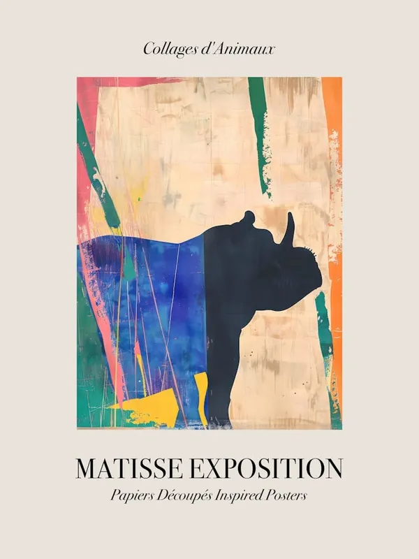 Hippopotamus 4 Matisse Inspired Exposition Animals Poster Limited Offer