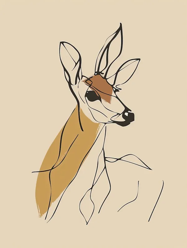 Deer - Boho, Line Art 5 Price Drop