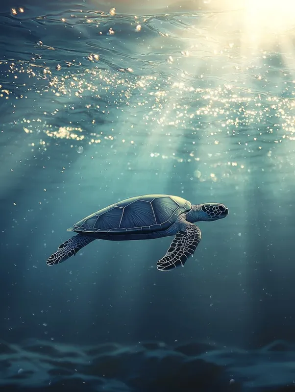 Sea Turtle In The Ocean. Generated AI. 2 Original