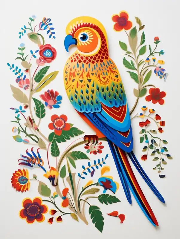 Scandinavian Bird Illustration Budgerigar 1 Brand New