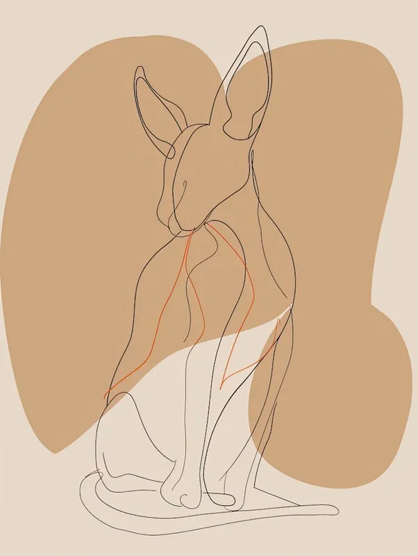 Cat Portrait - Boho, Line Art 4 Express Delivery