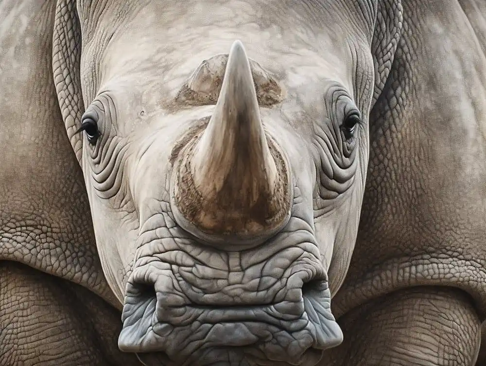 Authentic White Rhinoceros Close Up Realism 2