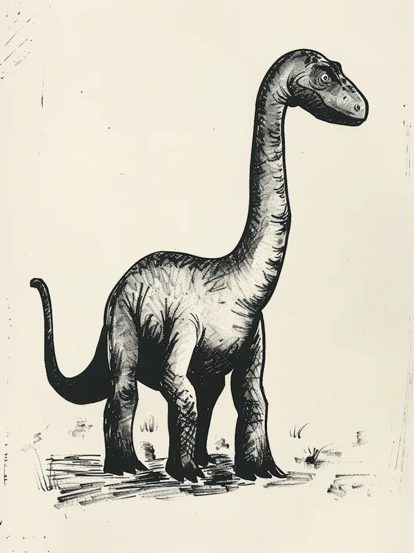 Apatosaurus Dinosaur Black & Sepia Sketch Budget