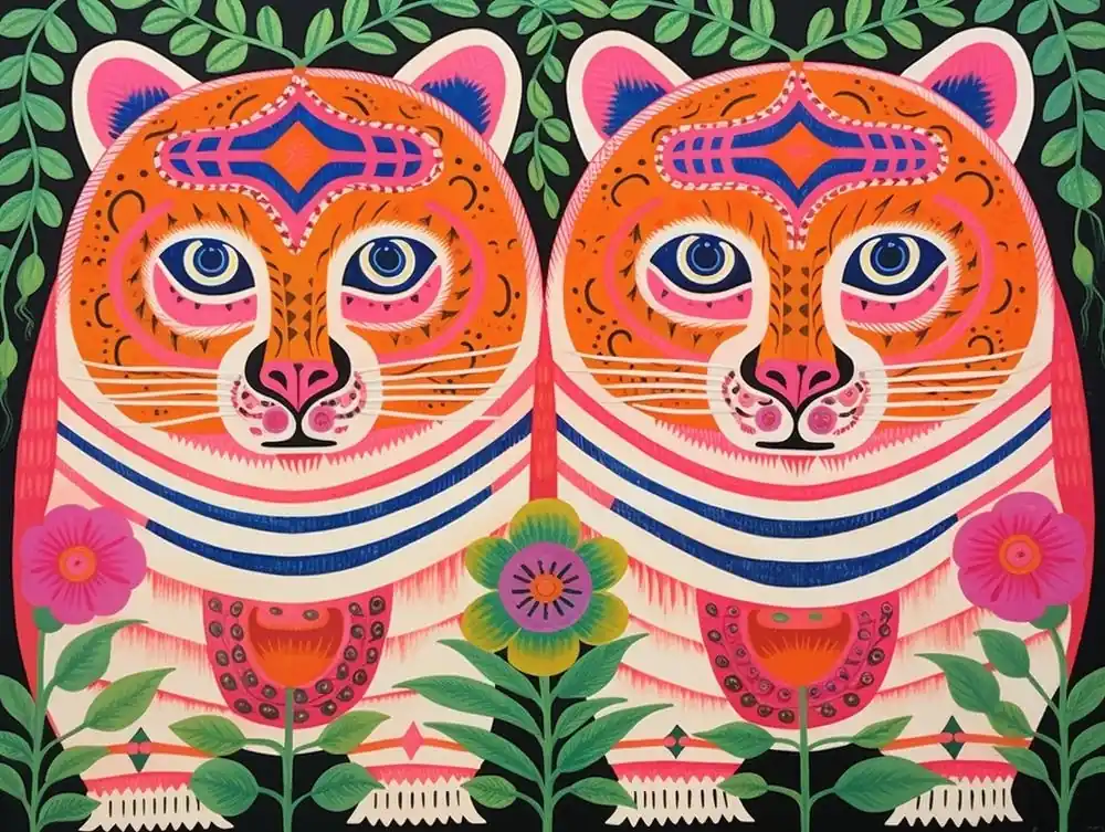 Siberian Tiger 1 Folk Style Animal Illustration Direct From Manufacturer