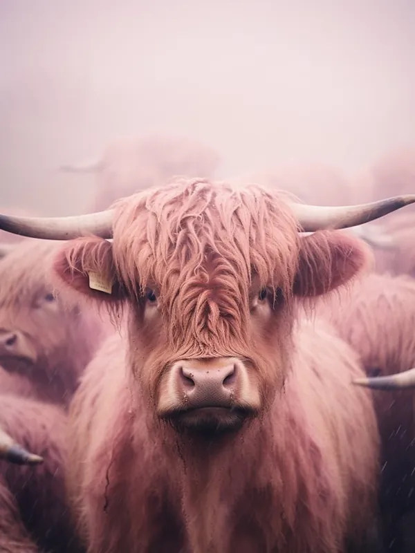 Place Order Blush Pink Highland Cows In The Rain 2
