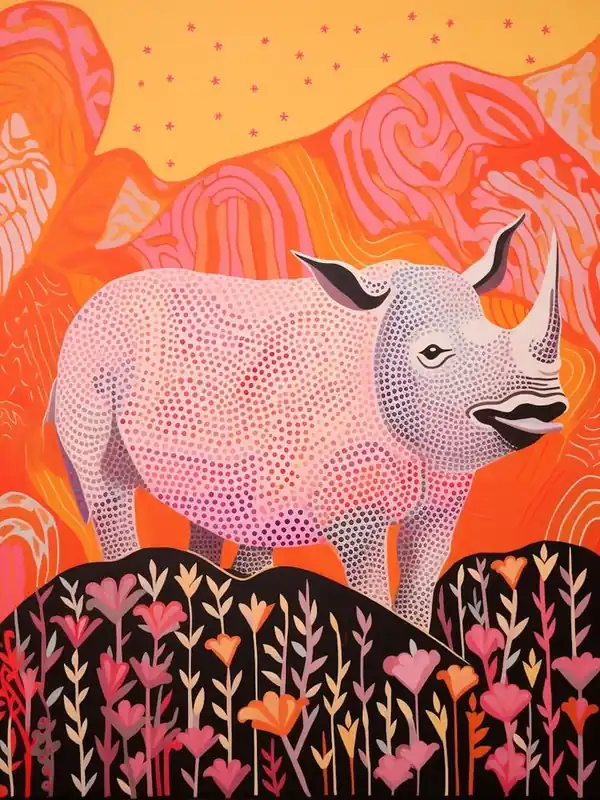 Budget Abstract Rhino In The Nature Linocut Inspired 3