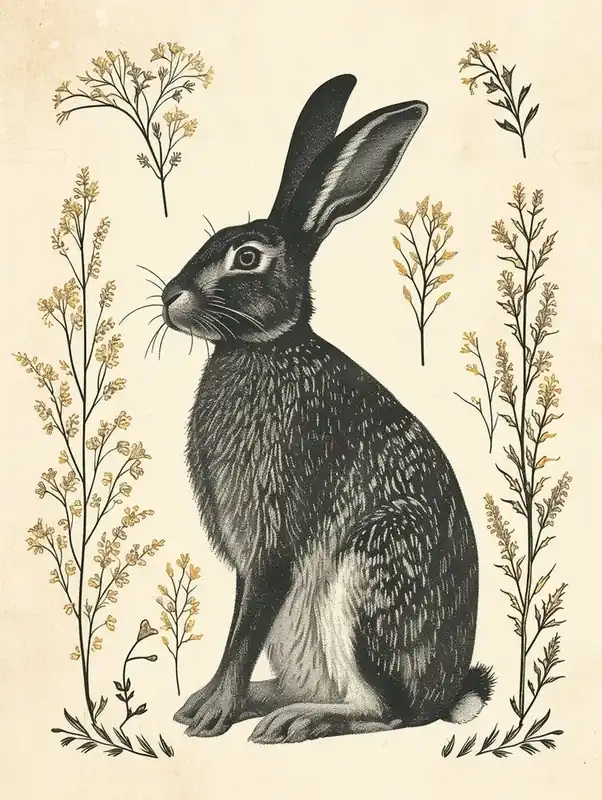 Warranty Included Belgian Hare Blockprint Illustration 1