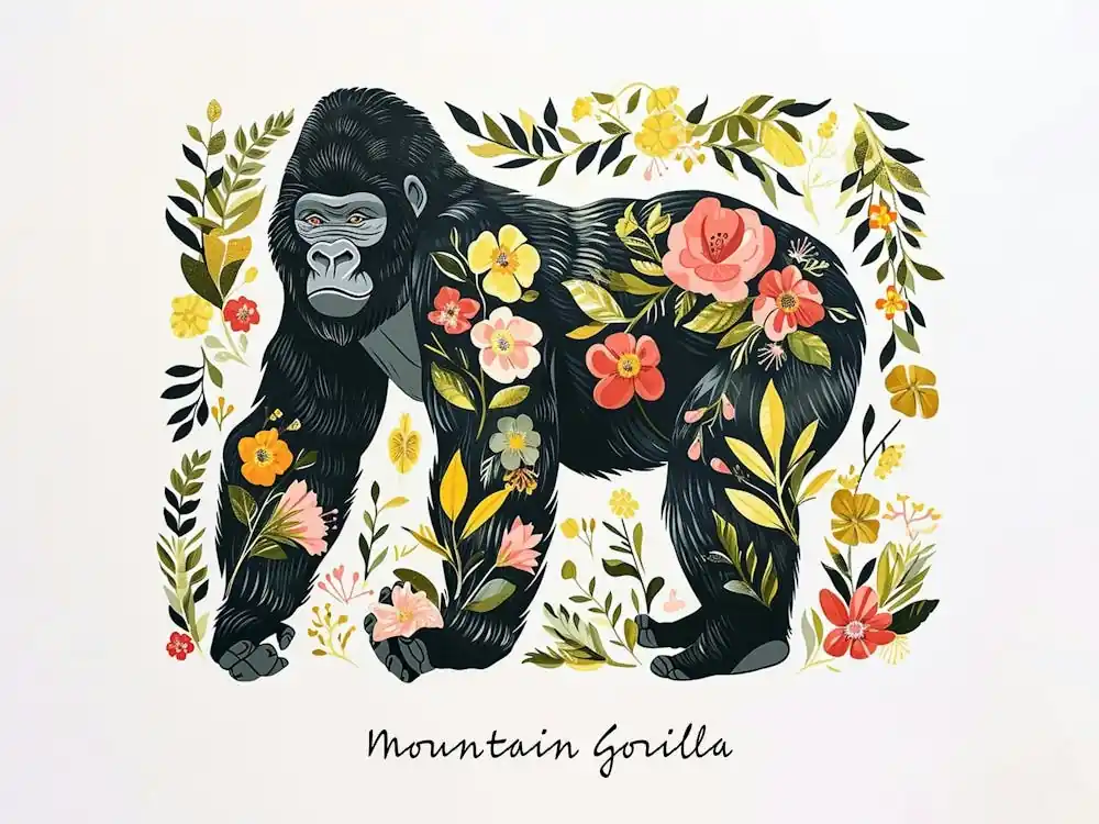Crafted Little Floral Mountain Gorilla 1 Poster