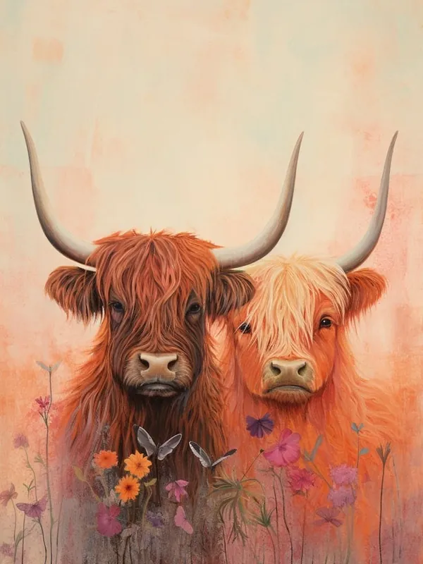 Dreamy Cloudy Highland Cows 3 Modern