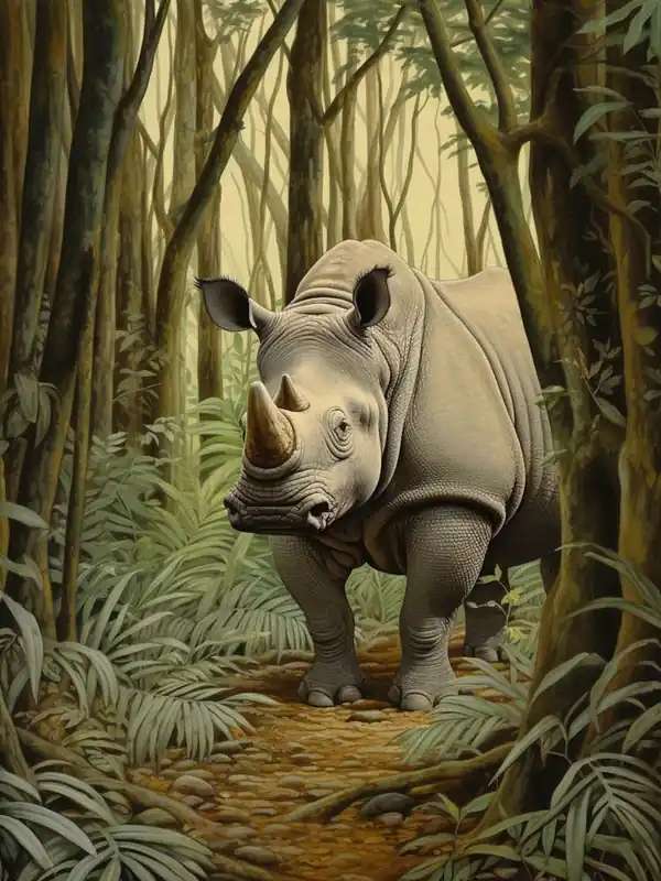 Rhino Exploring The Forest 4 Handmade