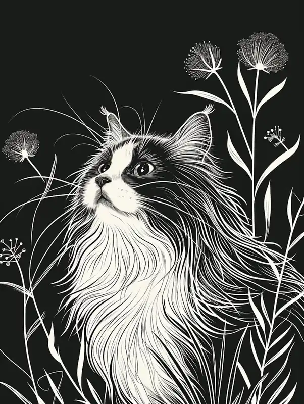 Exclusive Ragamuffin Cat Minimalist Illustration 1
