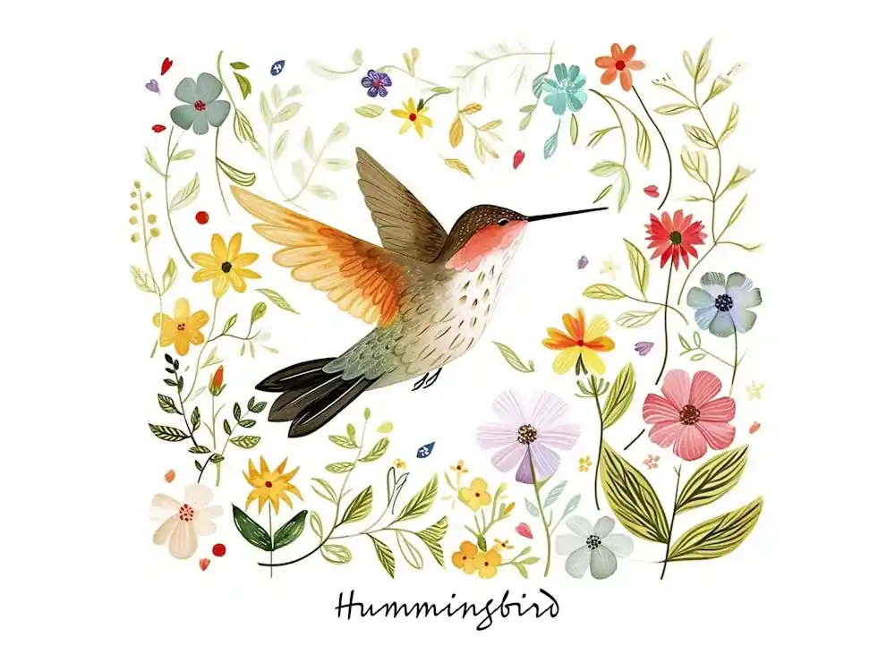 Little Floral Hummingbird 2 Poster Place Order