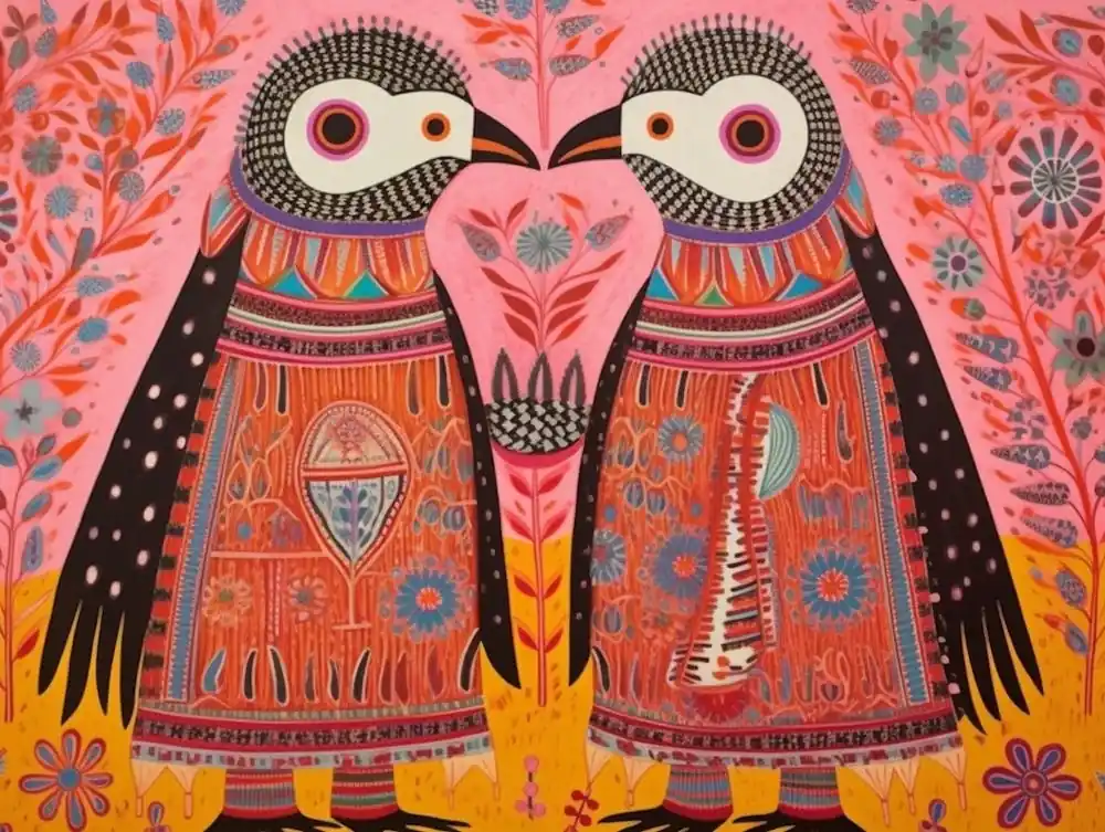 Price Drop Fairy Penguin 2 Folk Style Animal Illustration