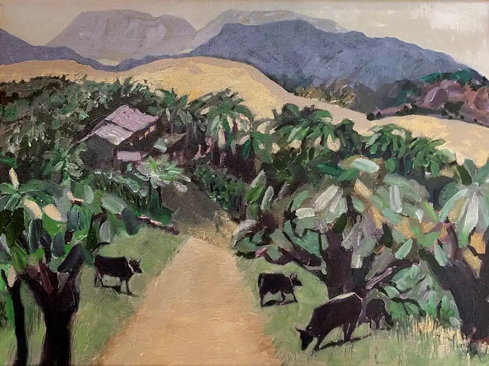 Professional Grade Cattle Grazing Mountain Landscape