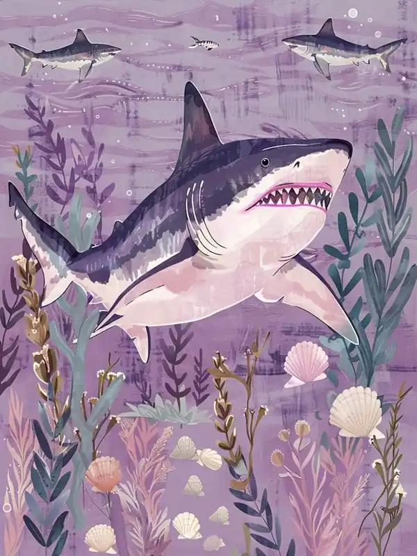 Purple Nurse Shark Illustration 2 No Minimum Order