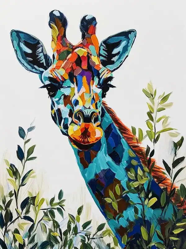 Giraffe In The Leaves Colourful Pattern 3 Certified