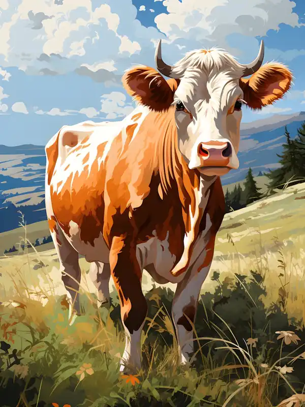 Save Now Bucolic Brushstrokes Watercolor Cow
