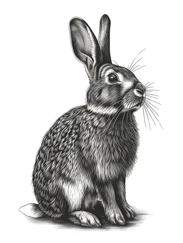Hassle-Free Returns American Sable Blockprint Rabbit Illustration 4