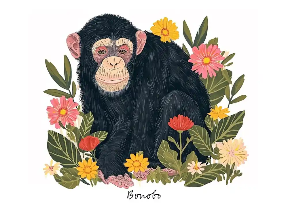 Little Floral Bonobo 1 Poster Crafted