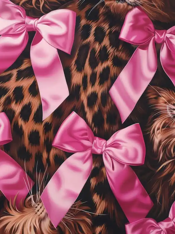 Pink Lace Animal Print Bow Pattern Certified