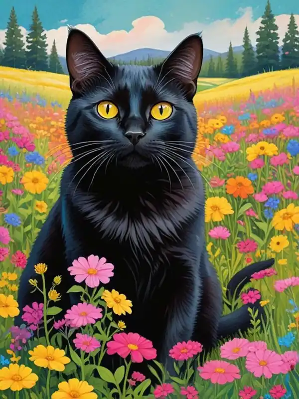 Exclusive Offer Quirky Cat In A Flower Field (4)