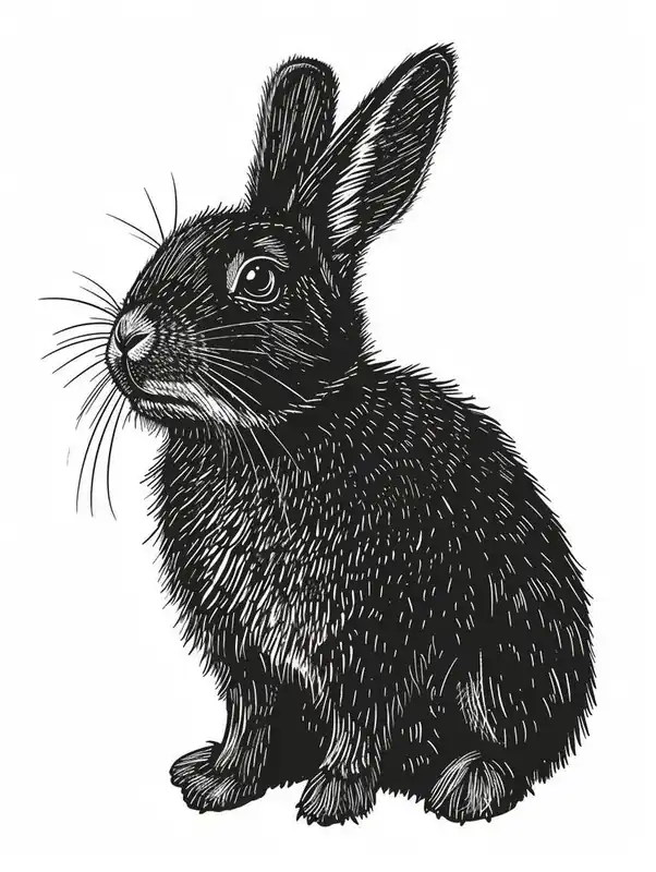 Chinchilla Blockprint Rabbit Illustration 3 Warranty Included