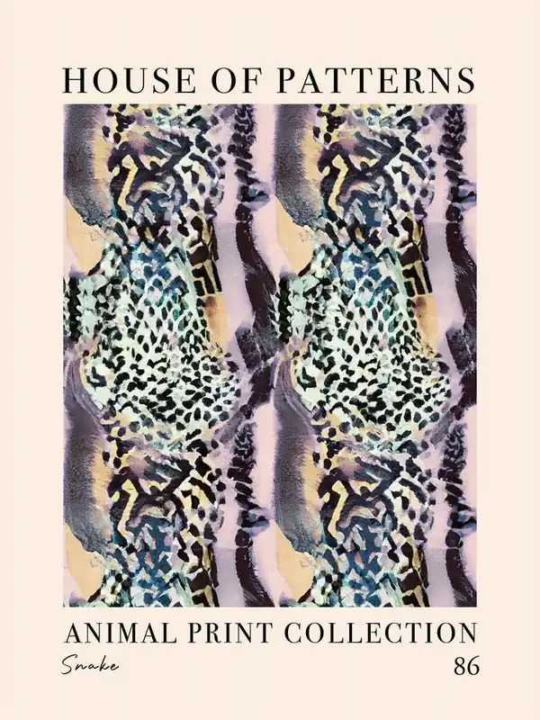 Next Day Delivery House Of Patterns Snake Animal Print Pattern 7