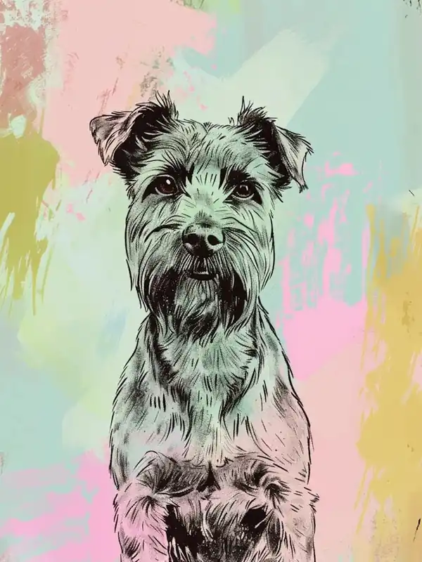 Pastel German Wirehaired Dog Pastel Line Illustration1 Price Cut