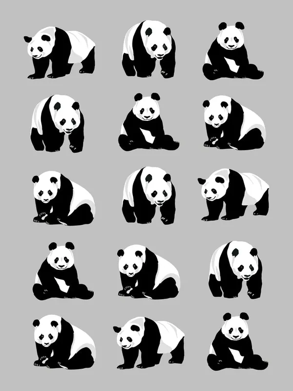 Panda Bears Pattern Grey 1 Mega Sale