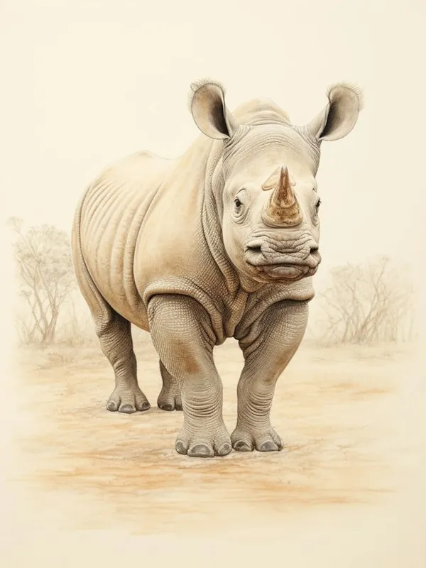 Bulk Order Rhino Walking Through The Landscape Illustration 2