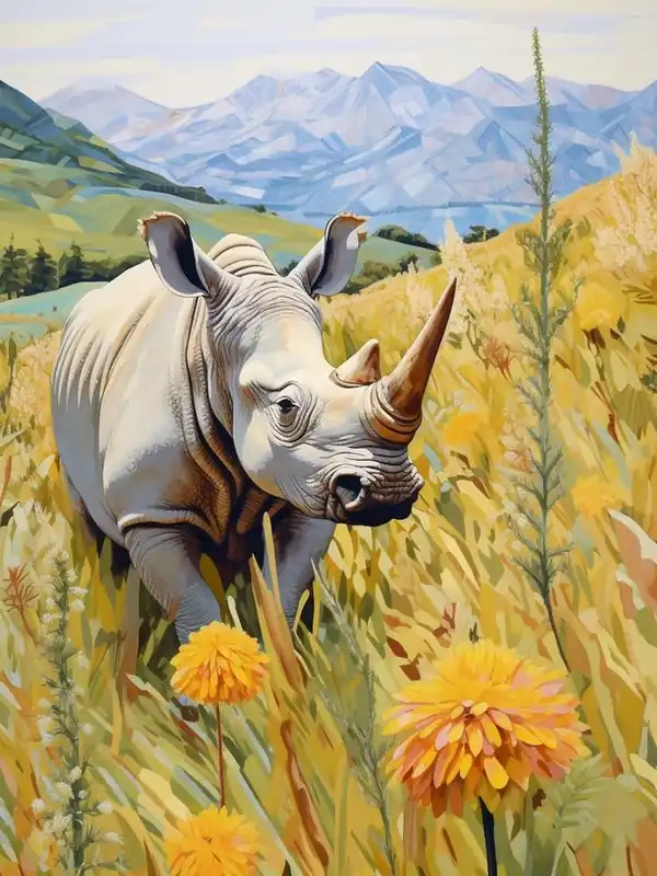 Time-Limited Colourful Rhino With Plants 3